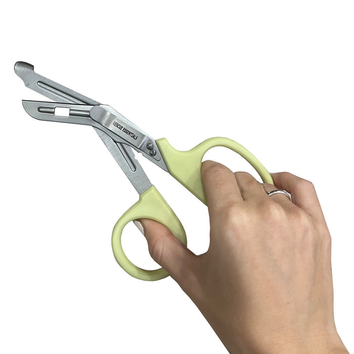 Glow-in-the-Dark Handled Shears, 7.5" with Clip, in hand