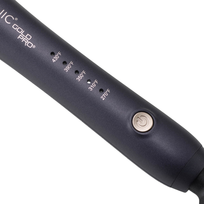 Gold Pro Curling Iron handle with temperature controls