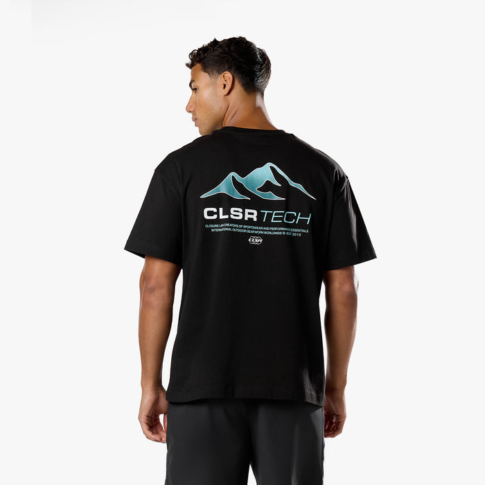 Gradient Mountain Tech T-Shirt | Black