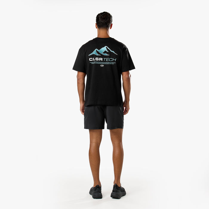Gradient Mountain Tech T-Shirt | Black