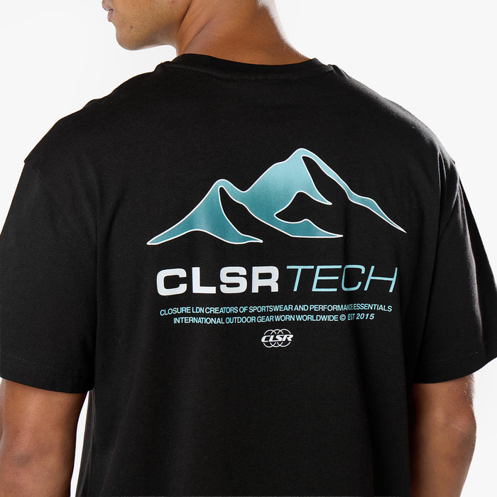 Gradient Mountain Tech T-Shirt | Black