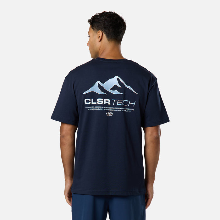 Gradient Mountain Tech T-Shirt | Navy