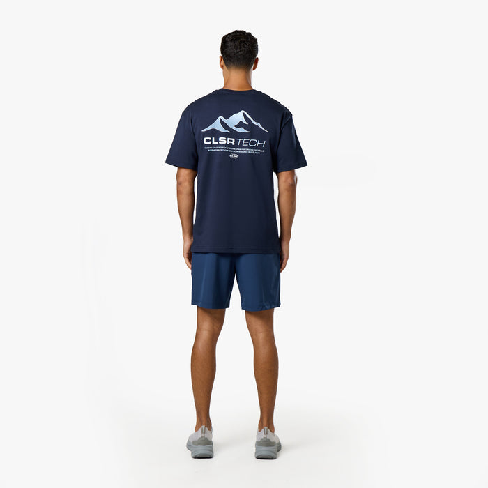 Gradient Mountain Tech T-Shirt | Navy
