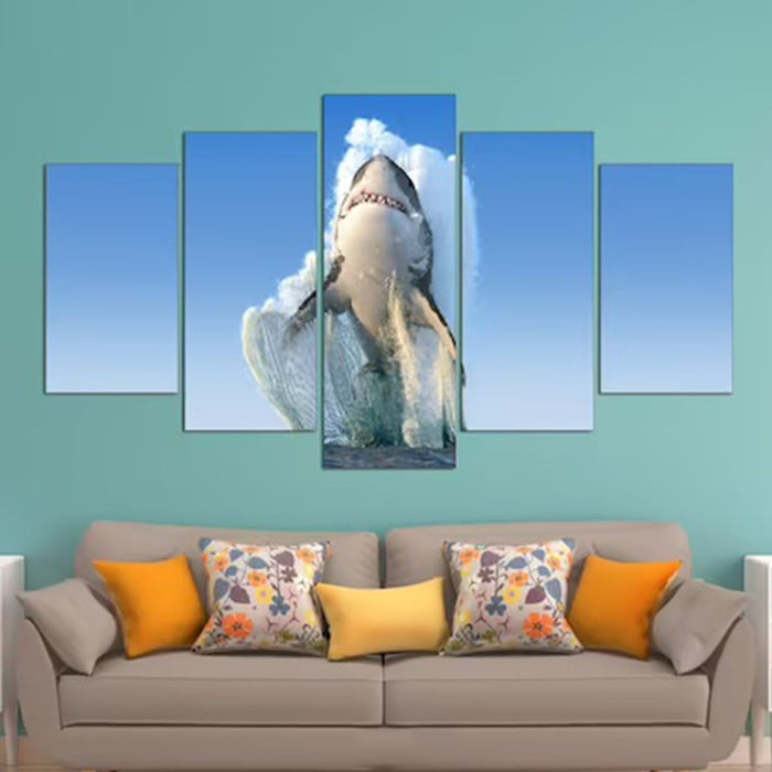 Great White Shark in Ocean Wall Art Frame Canvas Printing Decor - BlueArtDecor
