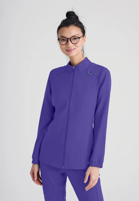 Grey's Anatomy Evolve Stretch Virtue Banded Stand-Up Collar Warm-Up Scrub Jacket