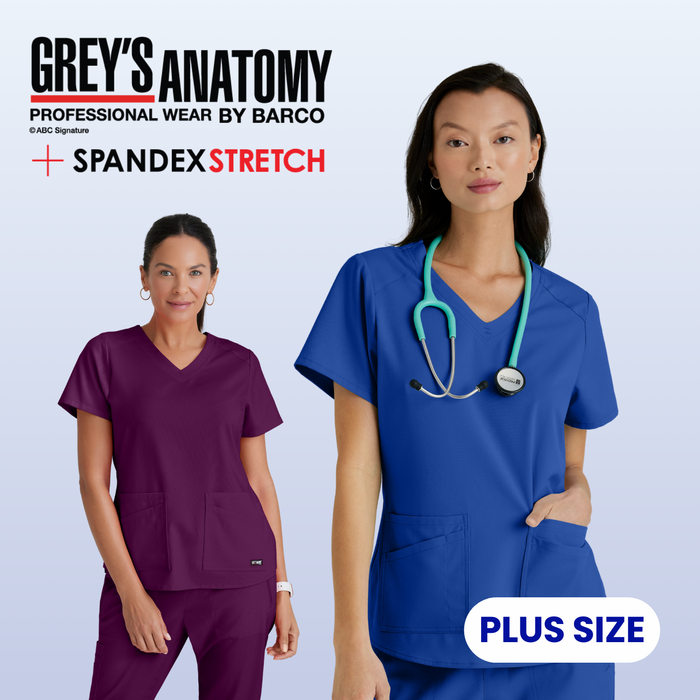 GREY'S ANATOMY STRETCH Emma Top - 4 Pocket Scrub Top - PLUS GRST011X