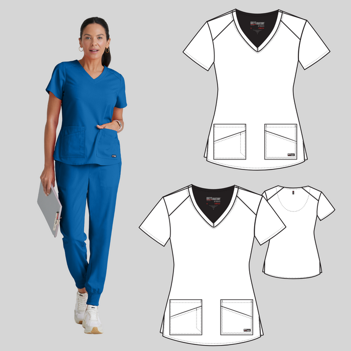 GREY'S ANATOMY STRETCH Emma Top - 4 Pocket Scrub Top - REGULAR GRST011