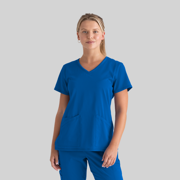 GREY'S ANATOMY STRETCH Serena Top - Women's V-Neck Antimicrobial Scrub Top - PLUS GRST045X