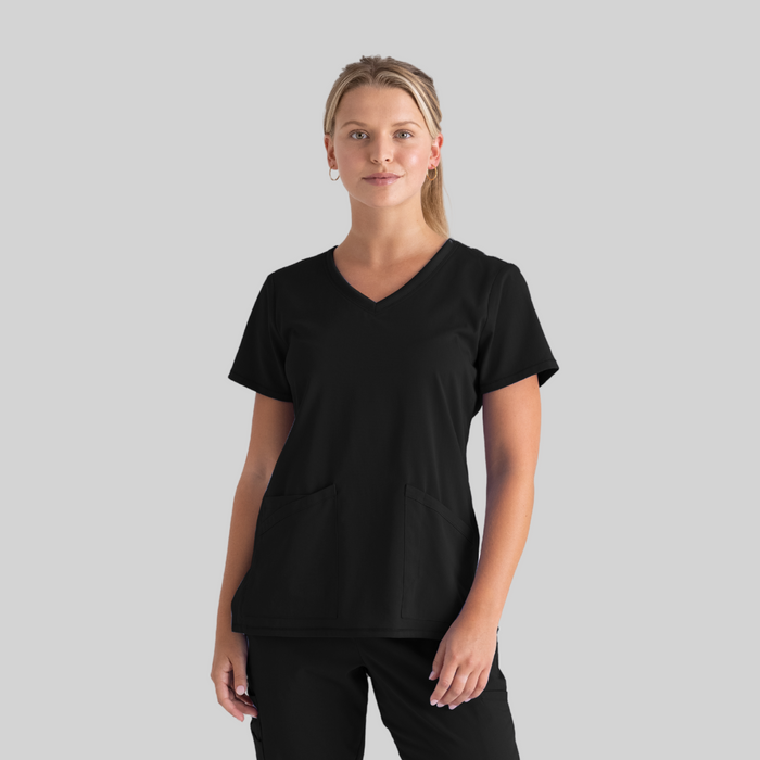 GREY'S ANATOMY STRETCH Serena Top - Women's V-Neck Antimicrobial Scrub Top - PLUS GRST045X