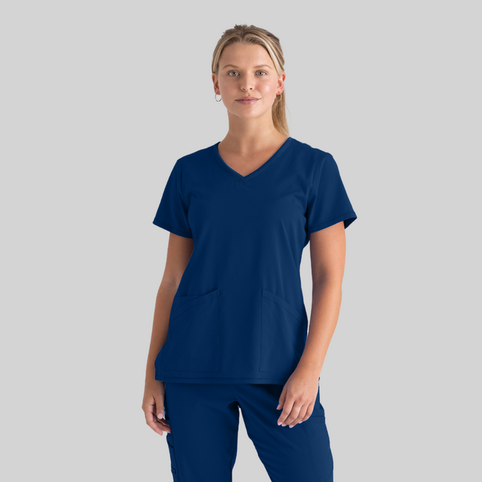 GREY'S ANATOMY STRETCH Serena Top - Women's V-Neck Antimicrobial Scrub Top - PLUS GRST045X