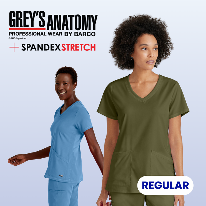 GREY'S ANATOMY STRETCH Serena Top - Women's V-Neck Antimicrobial Scrub Top - REGULAR GRST045