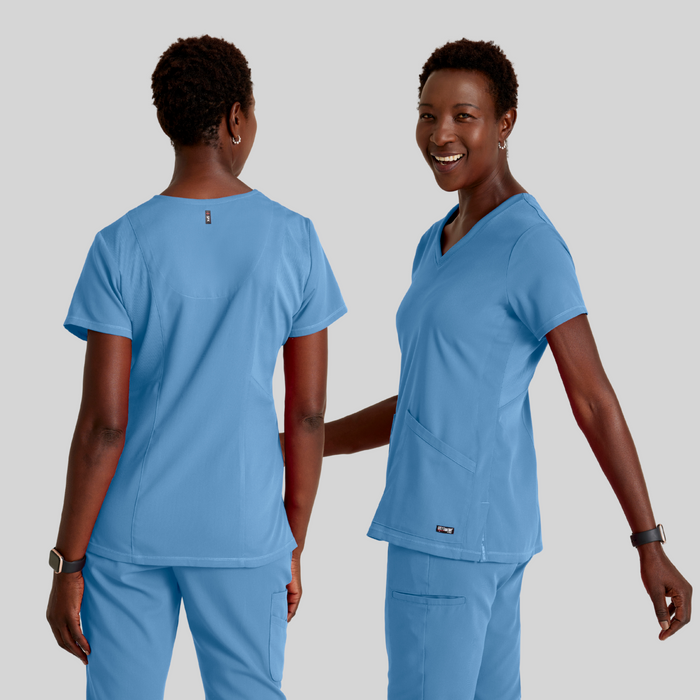 GREY'S ANATOMY STRETCH Serena Top - Women's V-Neck Antimicrobial Scrub Top - REGULAR GRST045