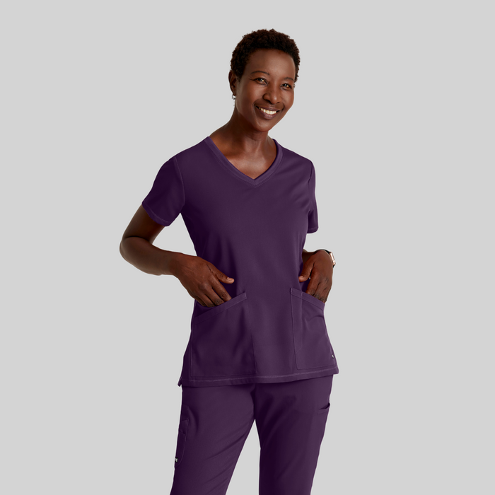 GREY'S ANATOMY STRETCH Serena Top - Women's V-Neck Antimicrobial Scrub Top - REGULAR GRST045