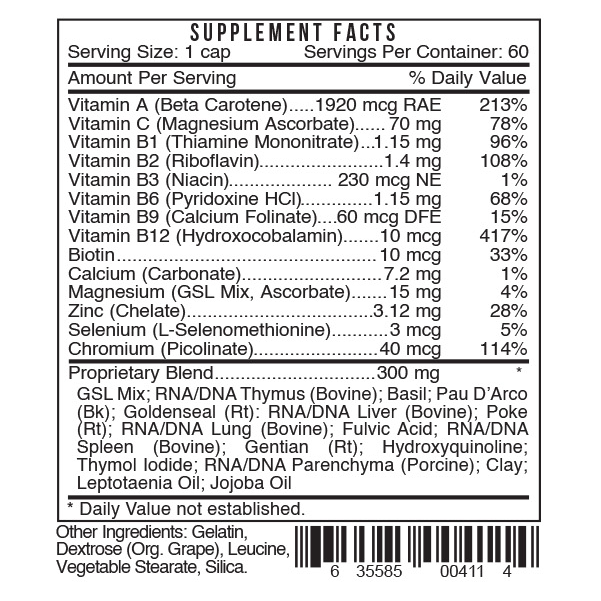 Gt - Thymus by Systemic Formulas — Supplement Facts