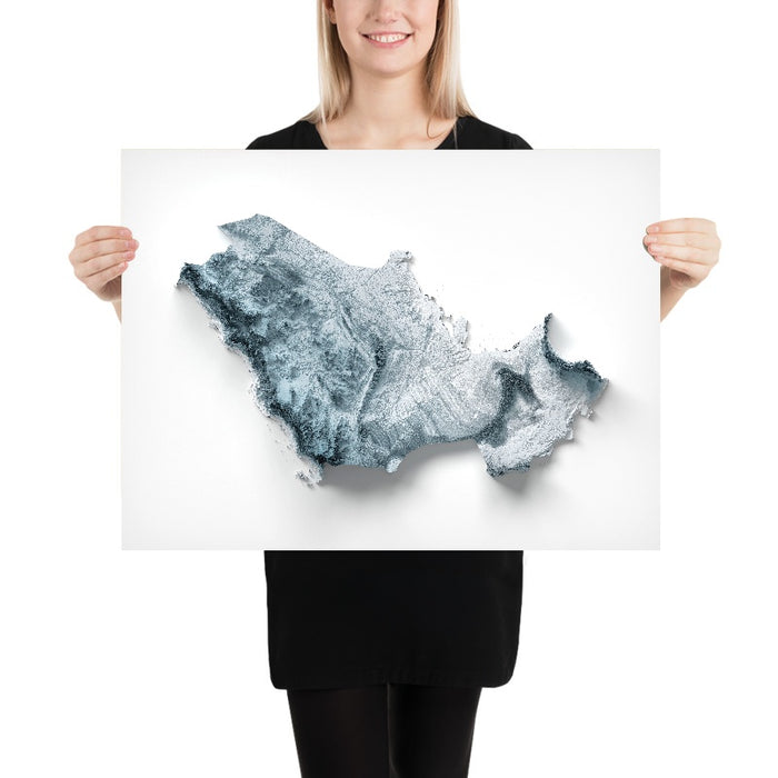 Gulf Countries Topographic 3D Relief Map