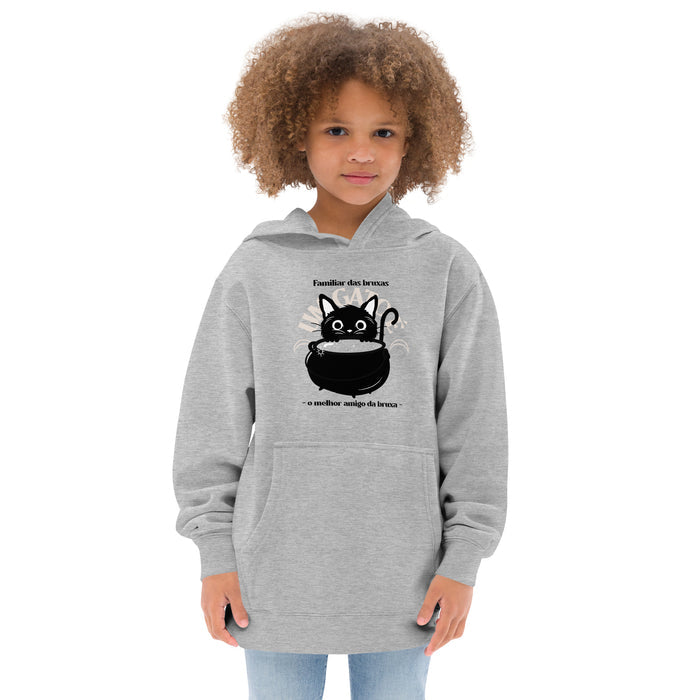 Halloween Witch Cat Kids Fleece Hoodie