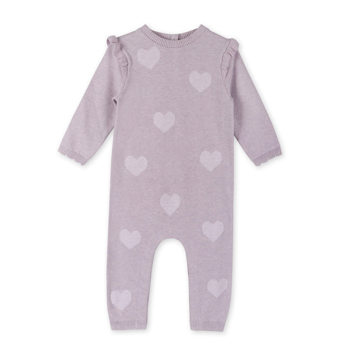 Hearts Jacquard Knit Baby Coverall Jumpsuit (Organic Cotton)