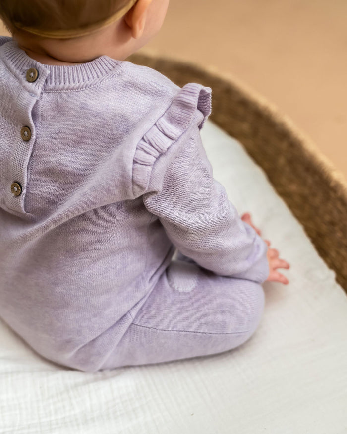Hearts Jacquard Knit Baby Jumpsuit (Organic Cotton)
