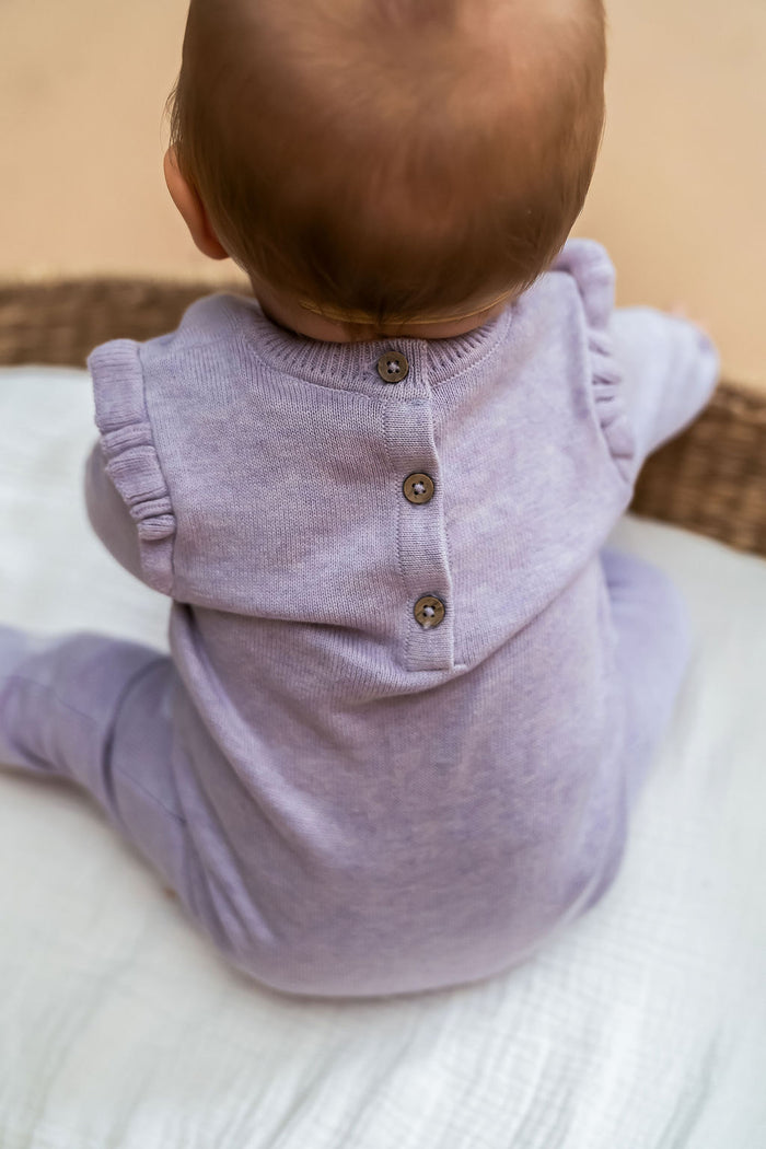 Hearts Jacquard Knit Baby Jumpsuit (Organic Cotton)