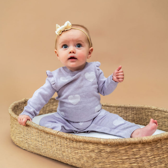 Hearts Jacquard Knit Baby Jumpsuit (Organic Cotton)