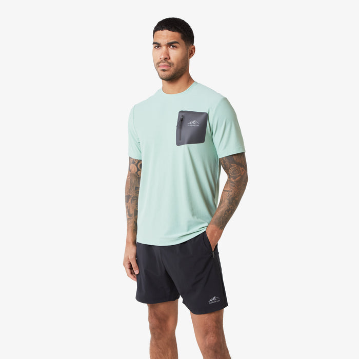 Men's  Sage Heat Seal Zip Block Pocket T-Shirt  Closure London  Front View