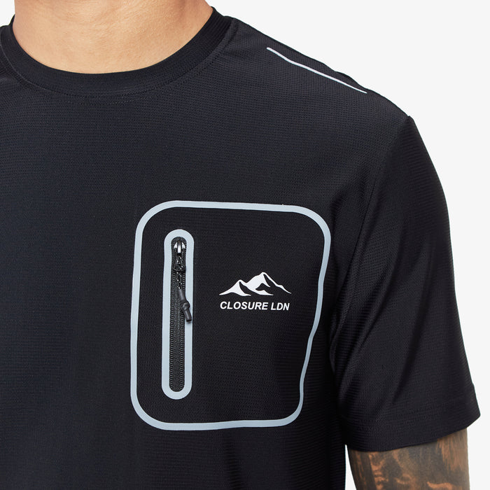 Heat Seal Zip Pocket T-Shirt | Black