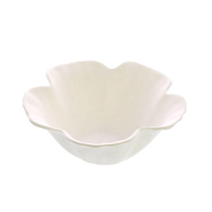 White hibiscus floating tealight holder, scalloped flower bowl shape