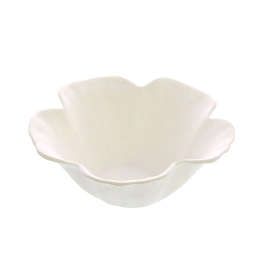 White hibiscus floating tealight holder, scalloped flower bowl shape