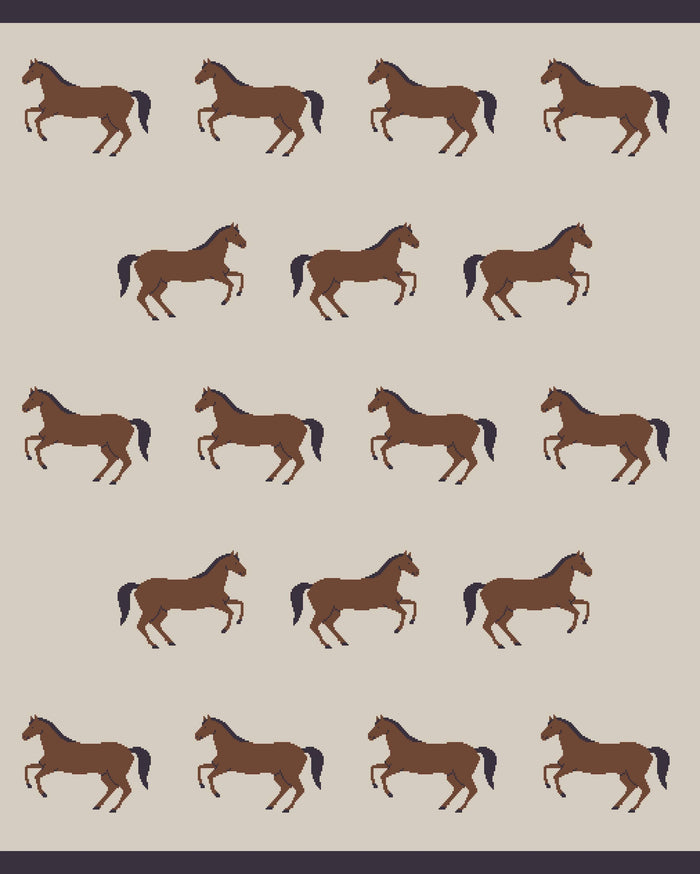 Horse - Organic Cotton Jacquard Sweater Knit Baby Blanket -  by Carlyle Avenue