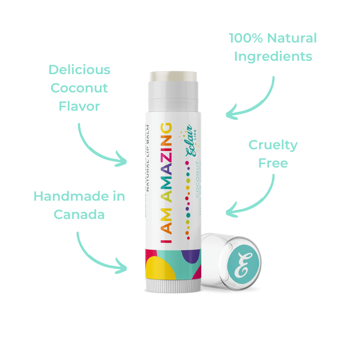I Am Amazing Eclair lip balm - coconut flavor, cruelty-free