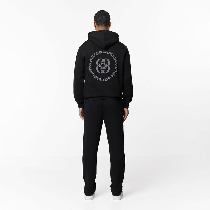 Icon Back Print Relaxed Hoodie | Black