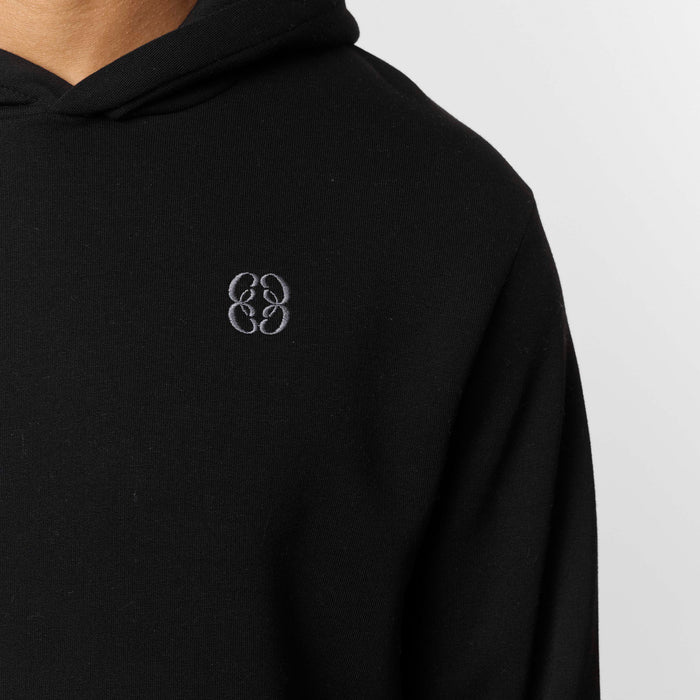 Icon Back Print Relaxed Hoodie | Black