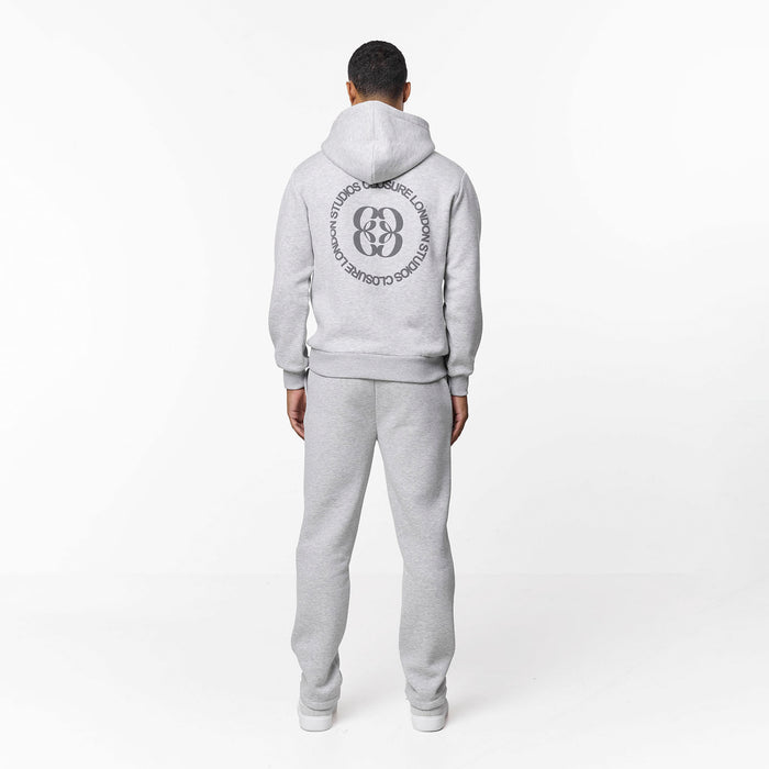 Icon Back Print Relaxed Hoodie | Grey Marl