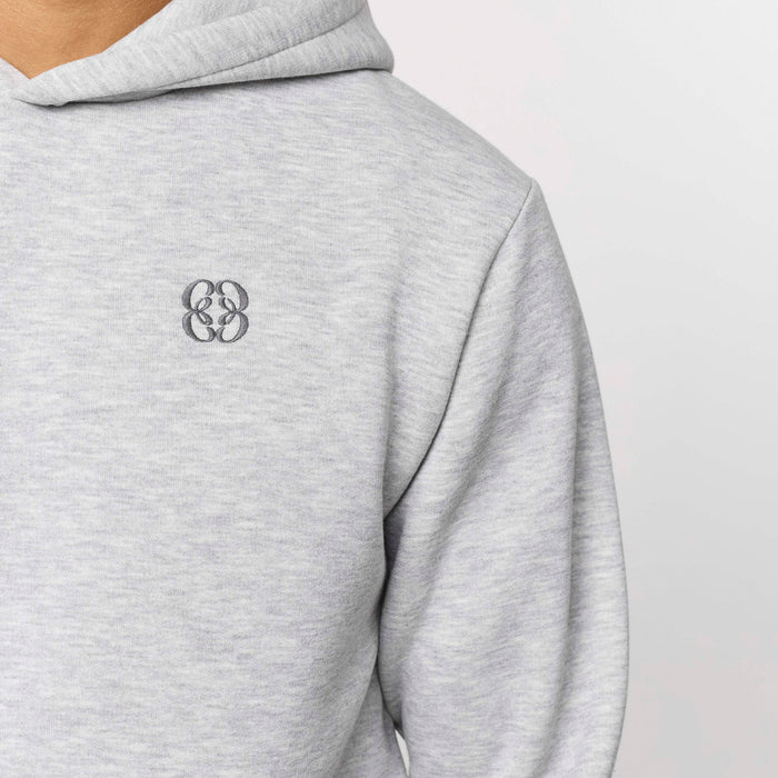 Icon Back Print Relaxed Hoodie | Grey Marl
