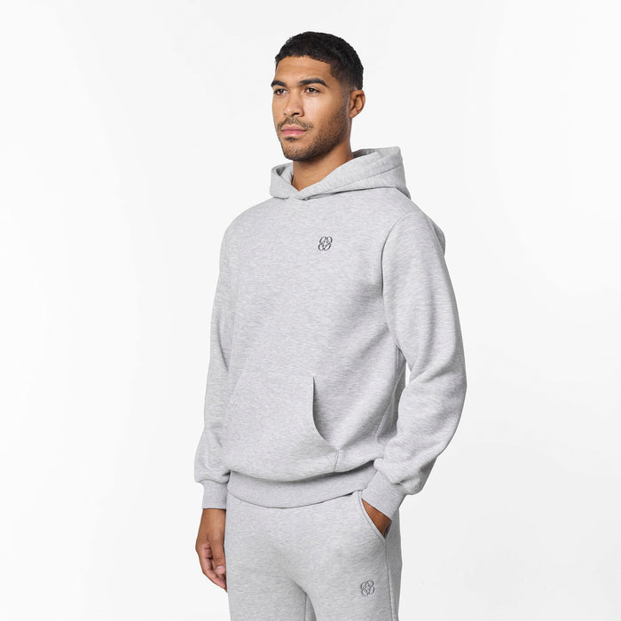 Icon Back Print Relaxed Hoodie | Grey Marl