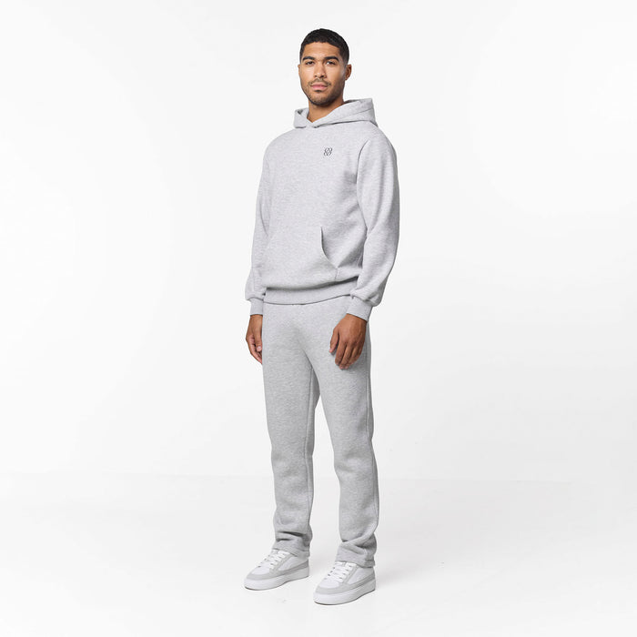 Icon Back Print Relaxed Hoodie | Grey Marl