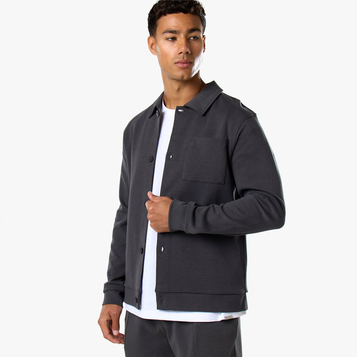 Interlock Button Up Jacket | Charcoal