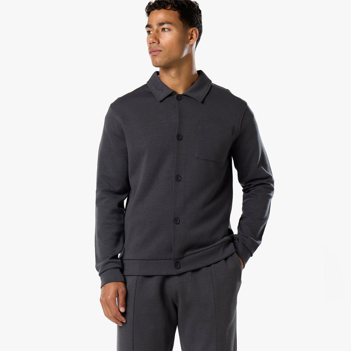 Interlock Button Up Jacket | Charcoal