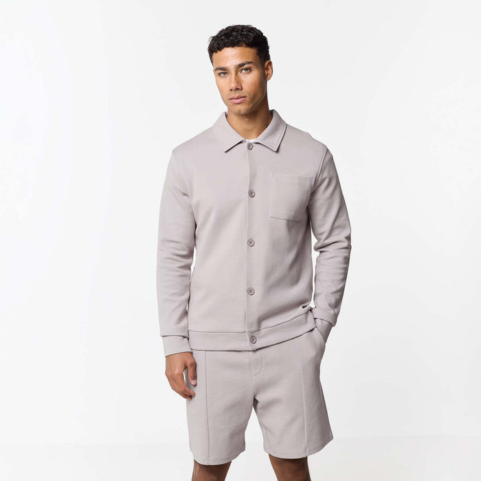 Interlock Button Up Jacket | Stone