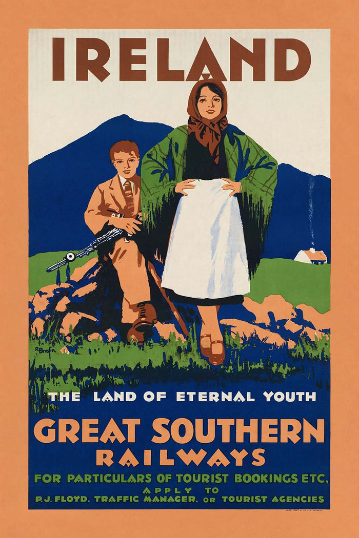 Ireland Travel Poster: The Land of Eternal Youth by R. Breslin