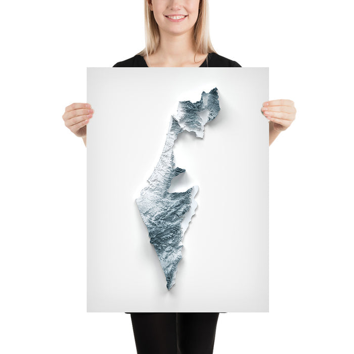 Israel Topographic 3D Relief Map