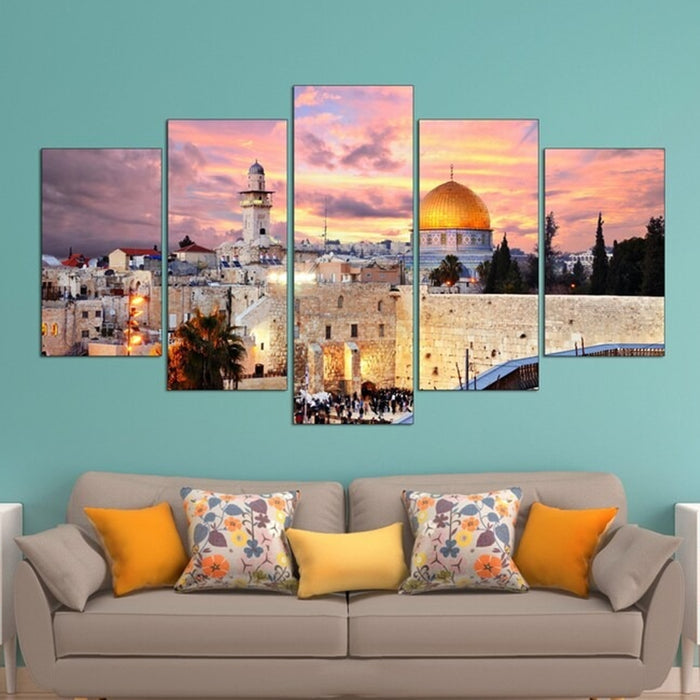 Jerusalem Sunset Wall Art Frame Canvas Printing Decor - BlueArtDecor