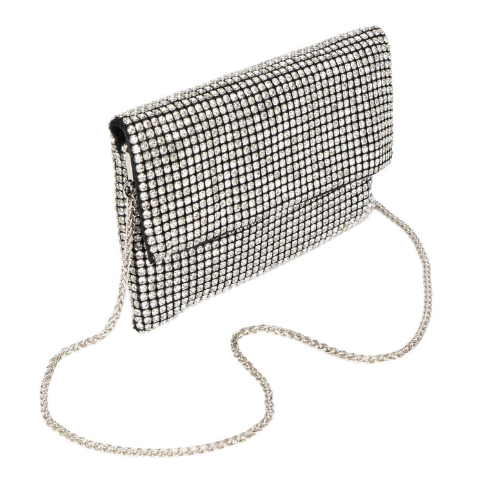 Josie Riona Glitter Clutch Handbag Silver - Bentley