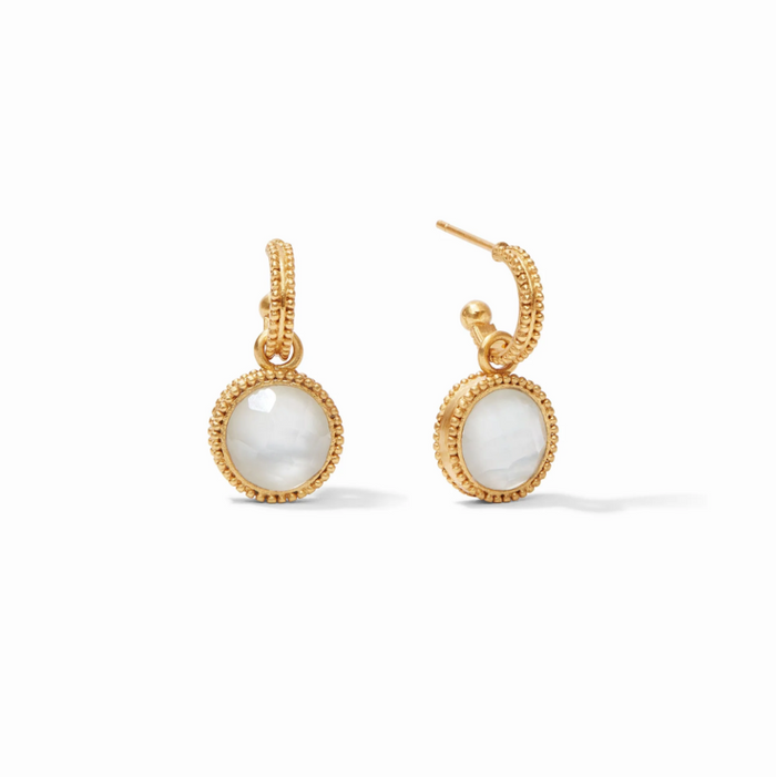 Julie Vos Fleur-de-Lis Hoop & Charm Earring Earrings in Clear at Wrapsody