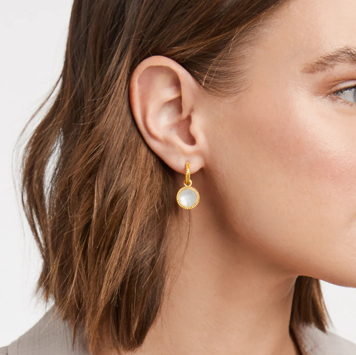 Julie Vos Fleur-de-Lis Hoop & Charm Earring Earrings in  at Wrapsody