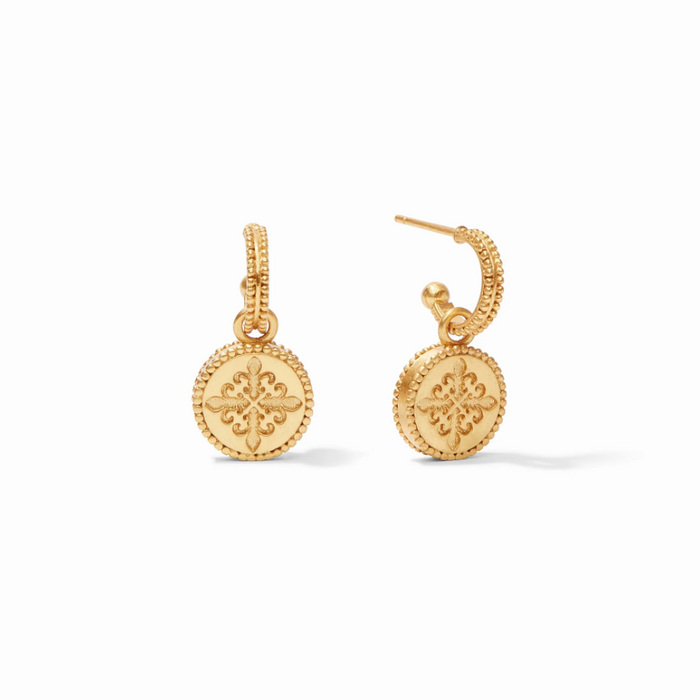Julie Vos Fleur-de-Lis Hoop & Charm Earring Earrings in  at Wrapsody