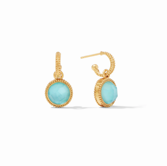 Julie Vos Fleur-de-Lis Hoop & Charm Earring Earrings in Bahamian Blue at Wrapsody