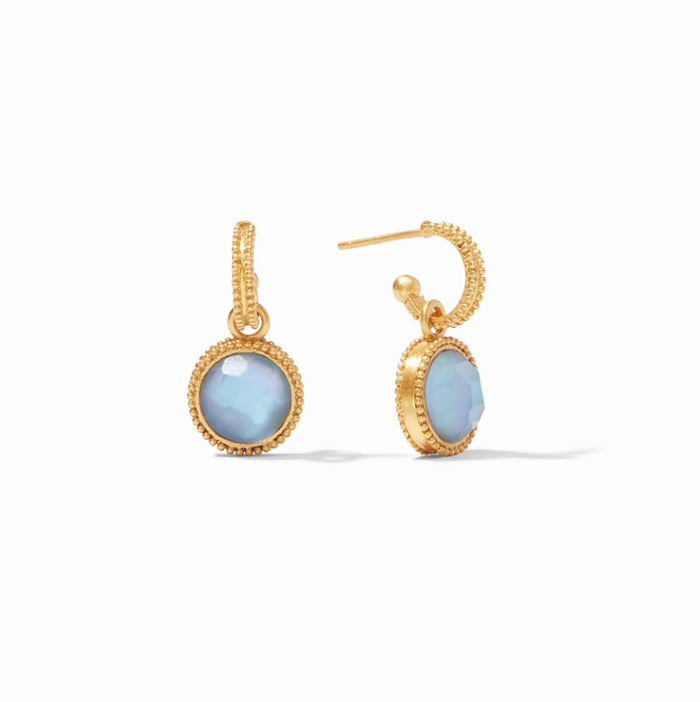 Julie Vos Fleur-de-Lis Hoop & Charm Earring Earrings in Chalcedony Blue at Wrapsody