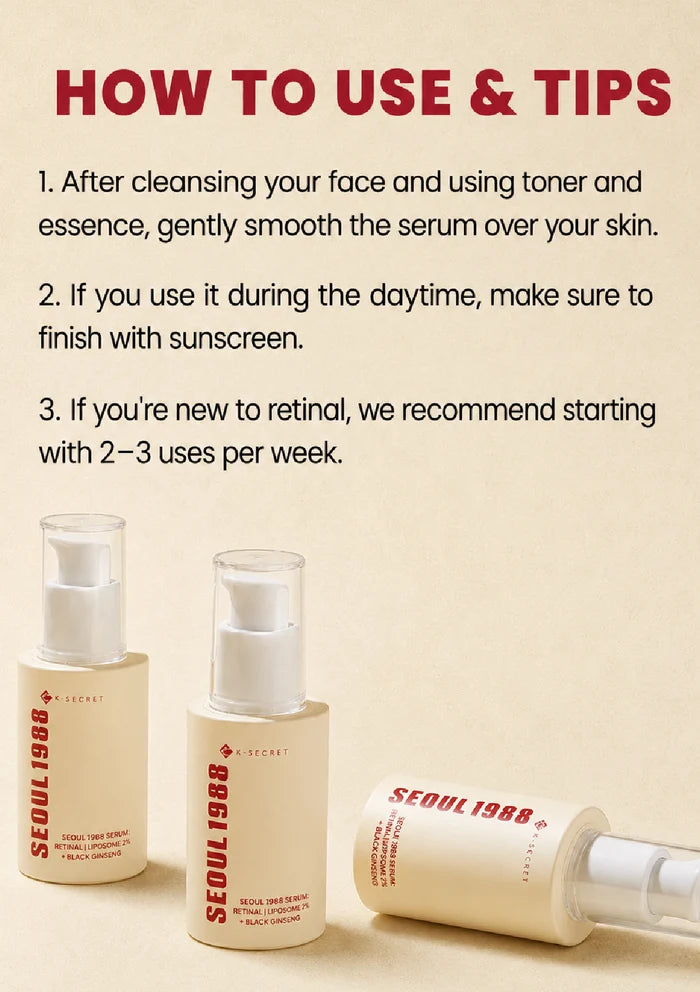 Skincare product with usage instructions on a beige background