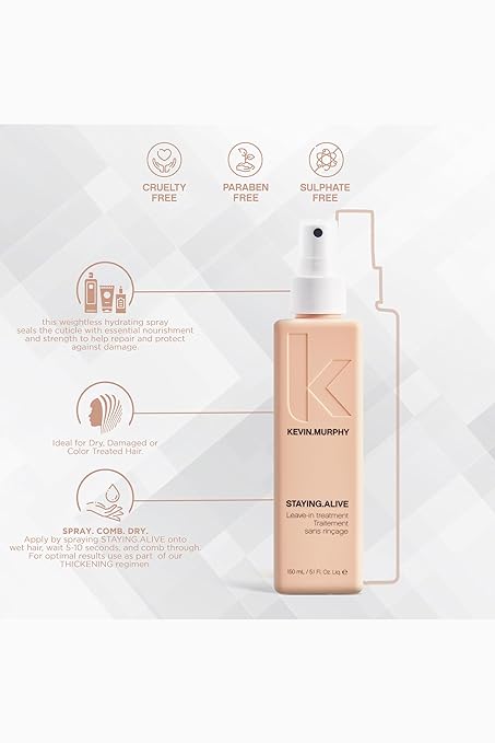 Kevin Murphy Staying.Alive Leave-In Treatment 150 ml – Lightweight Strengthening Spray for Fragile or Damaged Hair